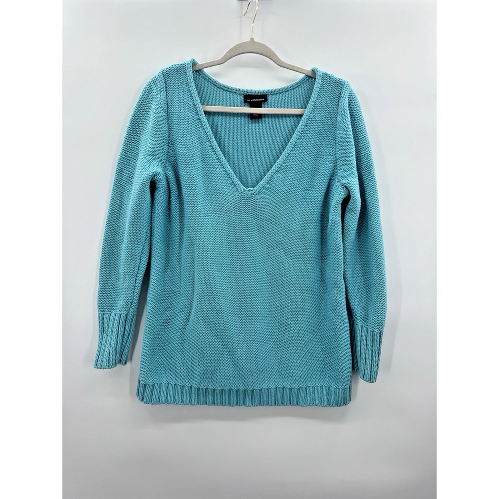 VTG Womens Size 14-16 L XL Turquoise Blue Sweater V-Neck Fisherman Preppy Retro